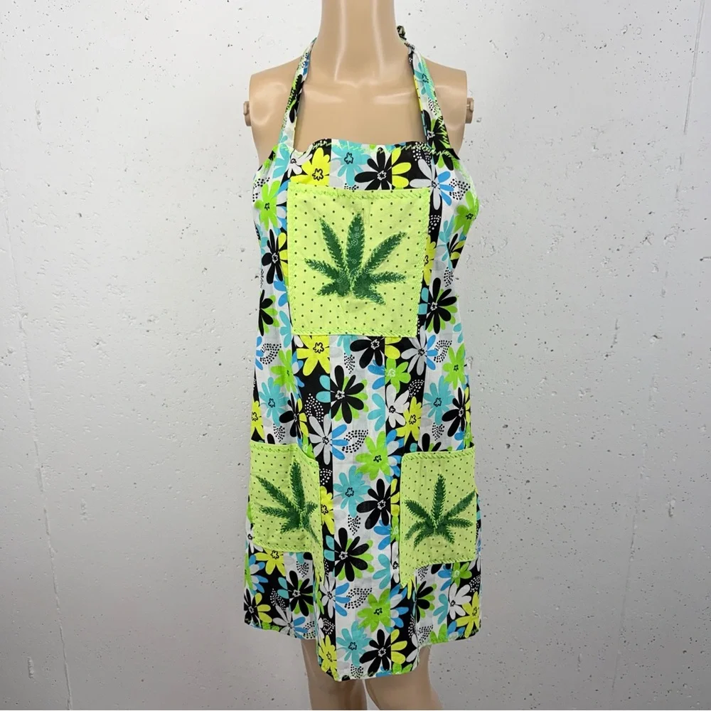 Lot of 3 Handmade Aprons 420 Floral Weeds Plants